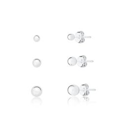 Kit De Prata 925 Trio Bolinha 3, 4 e 5mm - 204023 - Fábrica do Ouro ®️