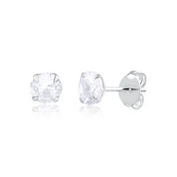 Brinco De Prata 925 Com Pedra De Zircônia De 5,0mm... - Desejo de Prata ®️