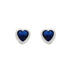 Brinco De Prata 925 Coração Eterno Azul - 204098 - Fábrica do Ouro ®️