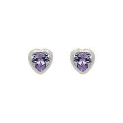 Brinco De Prata 925 Coração Eterno Roxo - 204096 - Fábrica do Ouro ®️