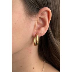 Brinco De Ouro 18k Argola Oval Slim M - 101288 - FÁBRICA DO OURO - ATACADO