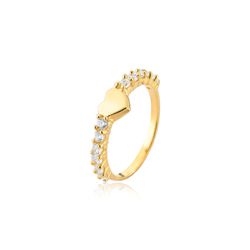 Anel com Coração e Pedras em Ouro 18k - JP-30 - Fabrica das Alianças Jundiai