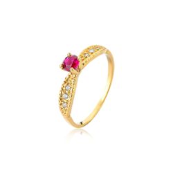Anel com Rubi em Ouro 18k - JP-65 - Fabrica das Alianças Jundiai