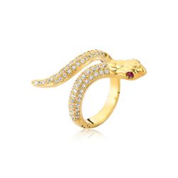 Anel de Cobra Cravejado em Ouro 18k - JP-54 - Fabrica das Alianças Jundiai
