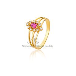 Anel de Formatura Feminino em Ouro 18K - F-593-Natural - Fabrica das Alianças Jundiai