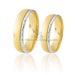 Lindas Alianças Para Bodas de Prata em Ouro 18K - B-37 - Fabrica das Alianças Jundiai