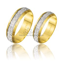 Par De Alianças Para Bodas De Prata Em Ouro 18k - B-01 - Fabrica das Alianças Jundiai