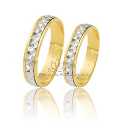 Par De Alianças Para Bodas De Prata Em Ouro 18k - B-12 - Fabrica das Alianças Jundiai