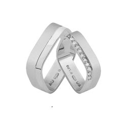 Aliança de Ouro Branco 18k Quadrada - K-47-B - Fabrica das Alianças Jundiai