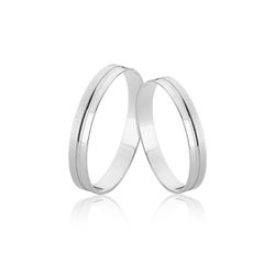 Aliança Diamantada em Ouro Branco 18K - D-80-B - Fabrica das Alianças Jundiai