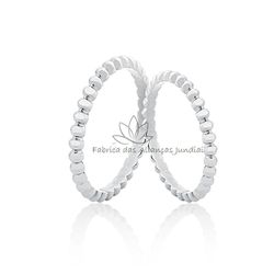 Aliança em Ouro Branco 18K com Bolinhas - JN-418 - Fabrica das Alianças Jundiai