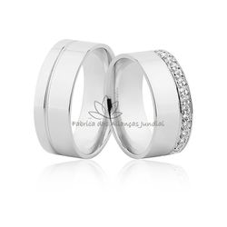 Aliança Em Ouro Branco 10k Com Zircônias - JE-599-B-10K - Fabrica das Alianças Jundiai