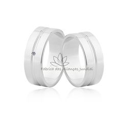 Aliança em Ouro Branco 10K com Zircônia - F-71-BB-10K - Fabrica das Alianças Jundiai