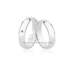 Alianças Em Ouro Branco 10K com Zircônia - CM-45-BB-10K - Fabrica das Alianças Jundiai