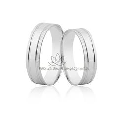 Par De Alianças Diamantadas Em Ouro Branco 10k - JE-605-B-10K - Fabrica das Alianças Jundiai