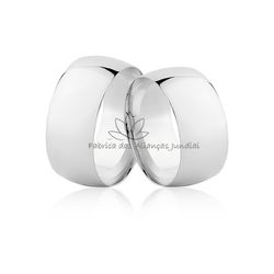 Par De Alianças Largas De Ouro Branco 10K - MM-138-B-10K - Fabrica das Alianças Jundiai