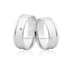  Alianças em Ouro Branco 10k com Zircônia - F-68-BB-10K - Fabrica das Alianças Jundiai