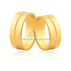 Par De Aliança Com Friso Central Em Ouro 18k - F-71 - Fabrica das Alianças Jundiai