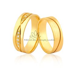 Aliança Com Zircônias Em Ouro 10k - JN-496-10K - Fabrica das Alianças Jundiai