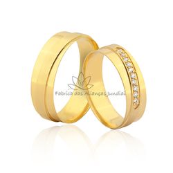 Aliança Com Diamantes Em Ouro 18k - JN-385 - Fabrica das Alianças Jundiai