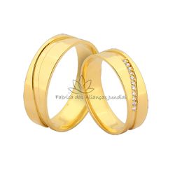 Aliança De Casamento Em Ouro 18k Com Diamantes - JN-384 - Fabrica das Alianças Jundiai