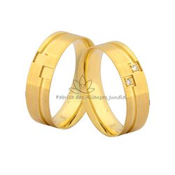 Aliança De Casamento Em Ouro 18k Com Diamantes - JN-390 - Fabrica das Alianças Jundiai