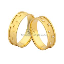 Aliança De Noivado Em Ouro 18k Com Diamantes - JN-386 - Fabrica das Alianças Jundiai