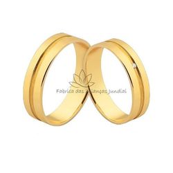 Aliança Em Ouro 10k Com Zircônias e Friso Central - JE-549-10K - Fabrica das Alianças Jundiai