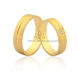 Aliança em Ouro 18K com Coração e Diamantes - JN-407 - Fabrica das Alianças Jundiai