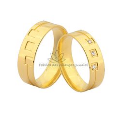 Aliança Em Ouro 18k Com Diamantes - JN-391 - Fabrica das Alianças Jundiai