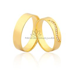 Aliança em Ouro 18K com Diamantes - JN-405 - Fabrica das Alianças Jundiai
