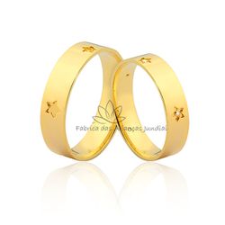 Aliança em Ouro 18K com Estrelas - JN-399 - Fabrica das Alianças Jundiai