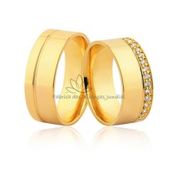 Aliança Em Ouro 10k Cravejada Com Zircônia - JE-599-10K - Fabrica das Alianças Jundiai