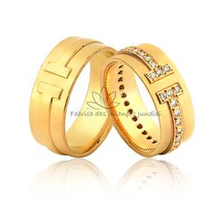 Aliança Em Ouro 18k Cravejada Com Diamantes - JN-483 - Fabrica das Alianças Jundiai