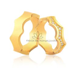 Aliança Em Ouro 18k Para Noivado Com Diamantes - JN-487 - Fabrica das Alianças Jundiai
