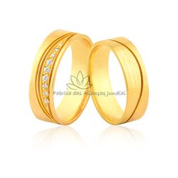 Aliança Em Ouro 18k Para Noivado Com Diamantes - JN-492 - Fabrica das Alianças Jundiai