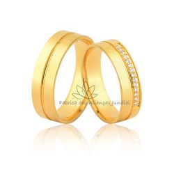 Aliança Em Ouro 10k Para Noivado e Casamento Com Zircônias - JN-482-10K - Fabrica das Alianças Jundiai