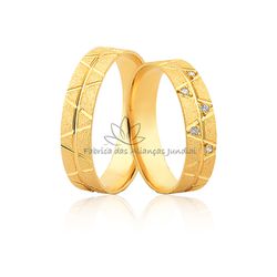 Aliança Em Ouro 18k Trabalhada Com Diamantes - JE-600 - Fabrica das Alianças Jundiai