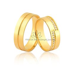 Aliança Para Casamento Em Ouro 18k Com Diamantes - JN-489 - Fabrica das Alianças Jundiai