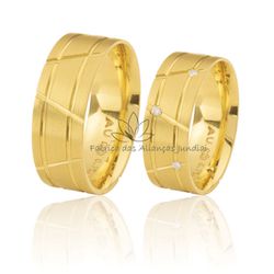 Alianças com Diamantes em Ouro 18k - CB-87 - Fabrica das Alianças Jundiai