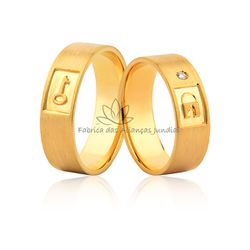 Alianças Em Ouro 18k Com Chave e Cadeado - JN-503 - Fabrica das Alianças Jundiai
