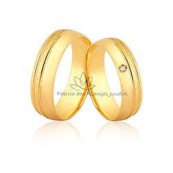 Alianças Em Ouro 18k Com Diamante - JE-594 - Fabrica das Alianças Jundiai