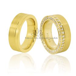 Linda Aliança Cravejada com Diamantes - CB-91 - Fabrica das Alianças Jundiai