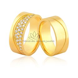 Linda Aliança Em Ouro 18 k Com Diamantes - JN-495 - Fabrica das Alianças Jundiai