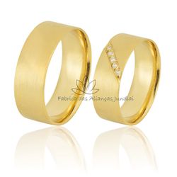 Linda Aliança em Ouro 18K com Pedras - JN-321 - Fabrica das Alianças Jundiai