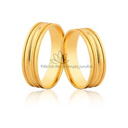 Alianças Diamantadas Com Friso Polido Em Ouro 10k - JE-606-10k - Fabrica das Alianças Jundiai