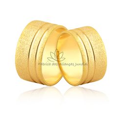 Par De Alianças Diamantadas Com Frisos Polidos Em Ouro 10k - JE-593-10k - Fabrica das Alianças Jundiai