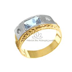 Anel De Formatura Em Ciências De Ouro 18k Com Pedra Natural - F-09-N - Fabrica das Alianças Jundiai