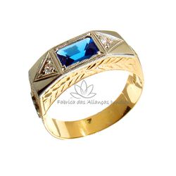 Anel De Formatura Em Engenharia De Ouro 18k Com Pedra Natural - F-05-N - Fabrica das Alianças Jundiai