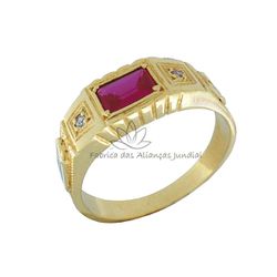 Anel De Formatura Em Letras De Ouro 18k Com Pedra Natural - F-022-N - Fabrica das Alianças Jundiai
